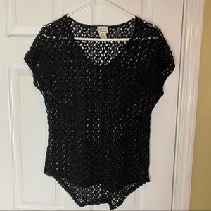 Andrea Jovine Black Crocheted Hi-Lo top.